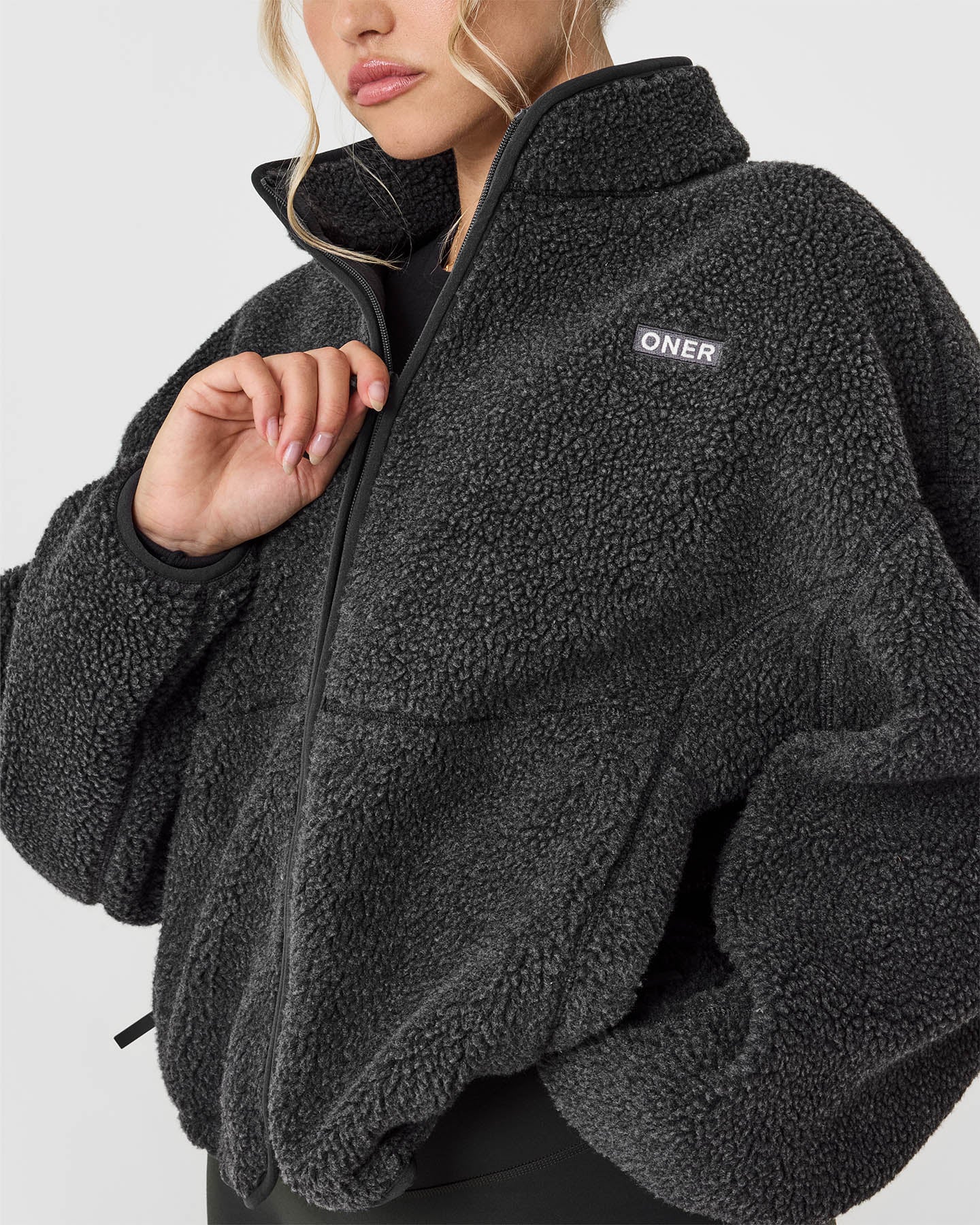 Zip Through Fleece Jacket - Washed Grey