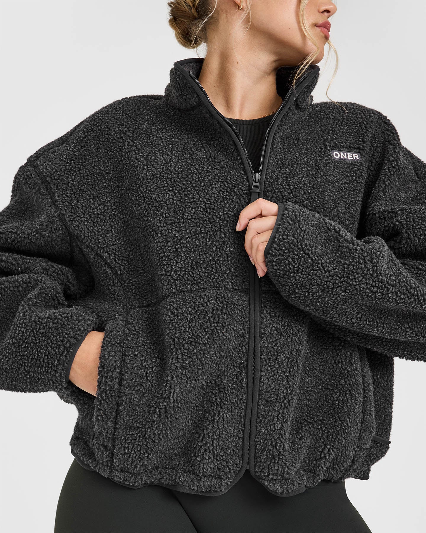 Zip Through Fleece Jacket - Washed Grey