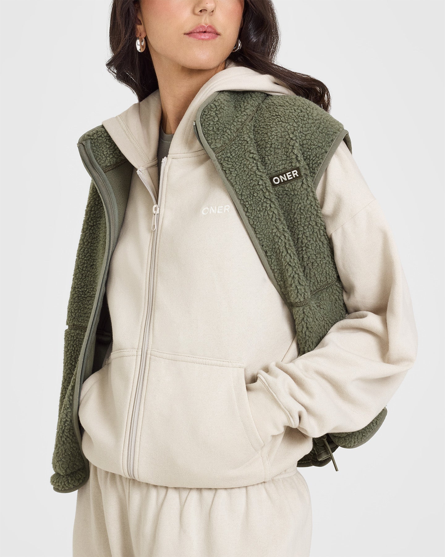 Mid Weight Zip Through Hoodie - Sand