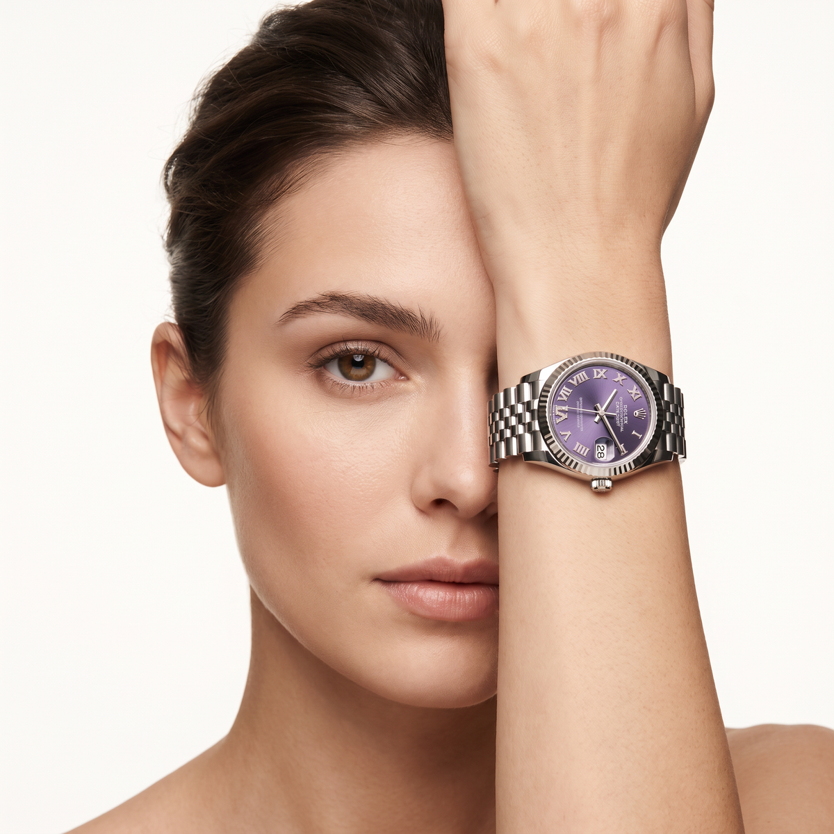 Datejust 278274 Roman Index VI Diamond Aubergine Dial Watch