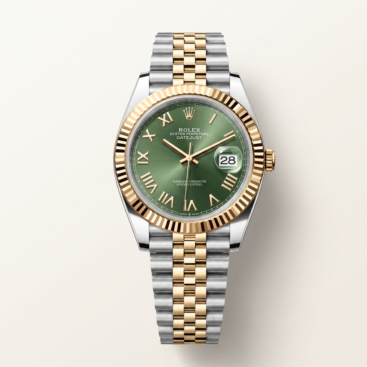 Datejust Olive Green Diamond Dial Yellow Gold Watch