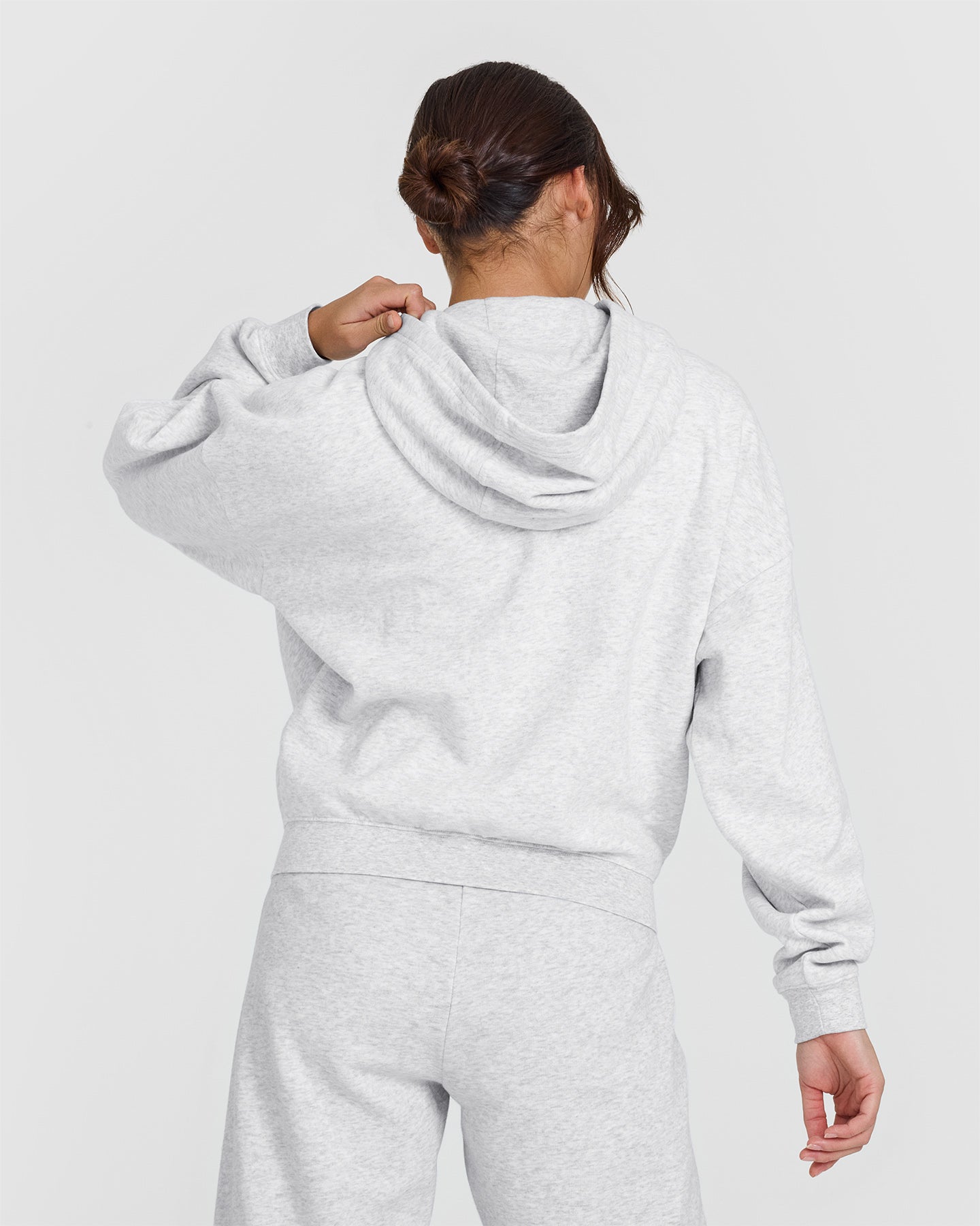 Mid Weight Zip Through Hoodie - Light Grey Marl