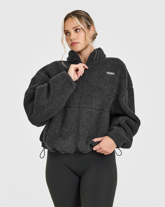 Zip Through Fleece Jacket - Washed Grey