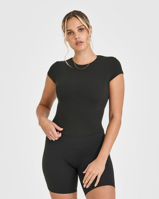 Mellow Rib Mid T-Shirt - Soft Black