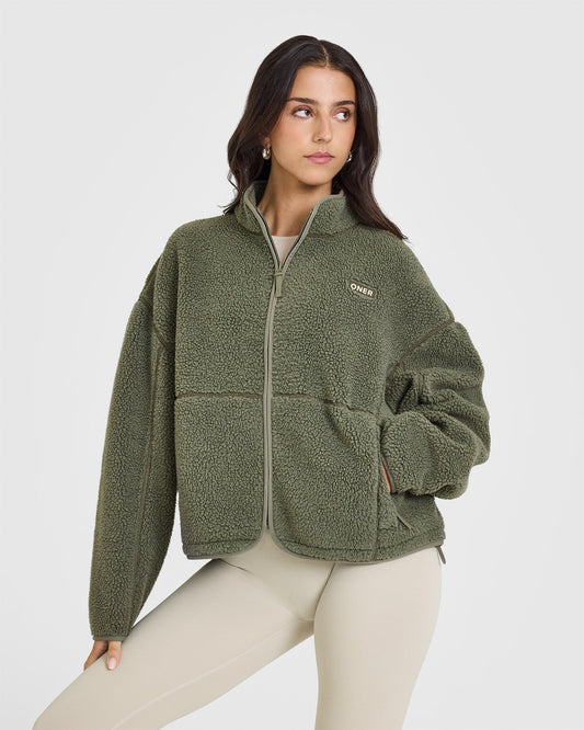 Zip Through Fleece Jacket - Alpine Green