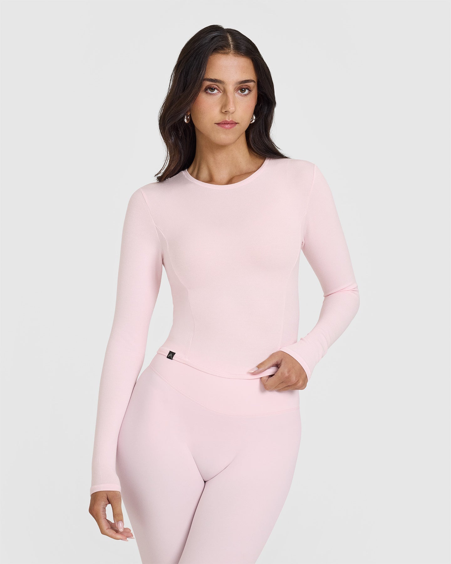 Mellow Rib Mid Long Sleeve Top - Ballet Pink