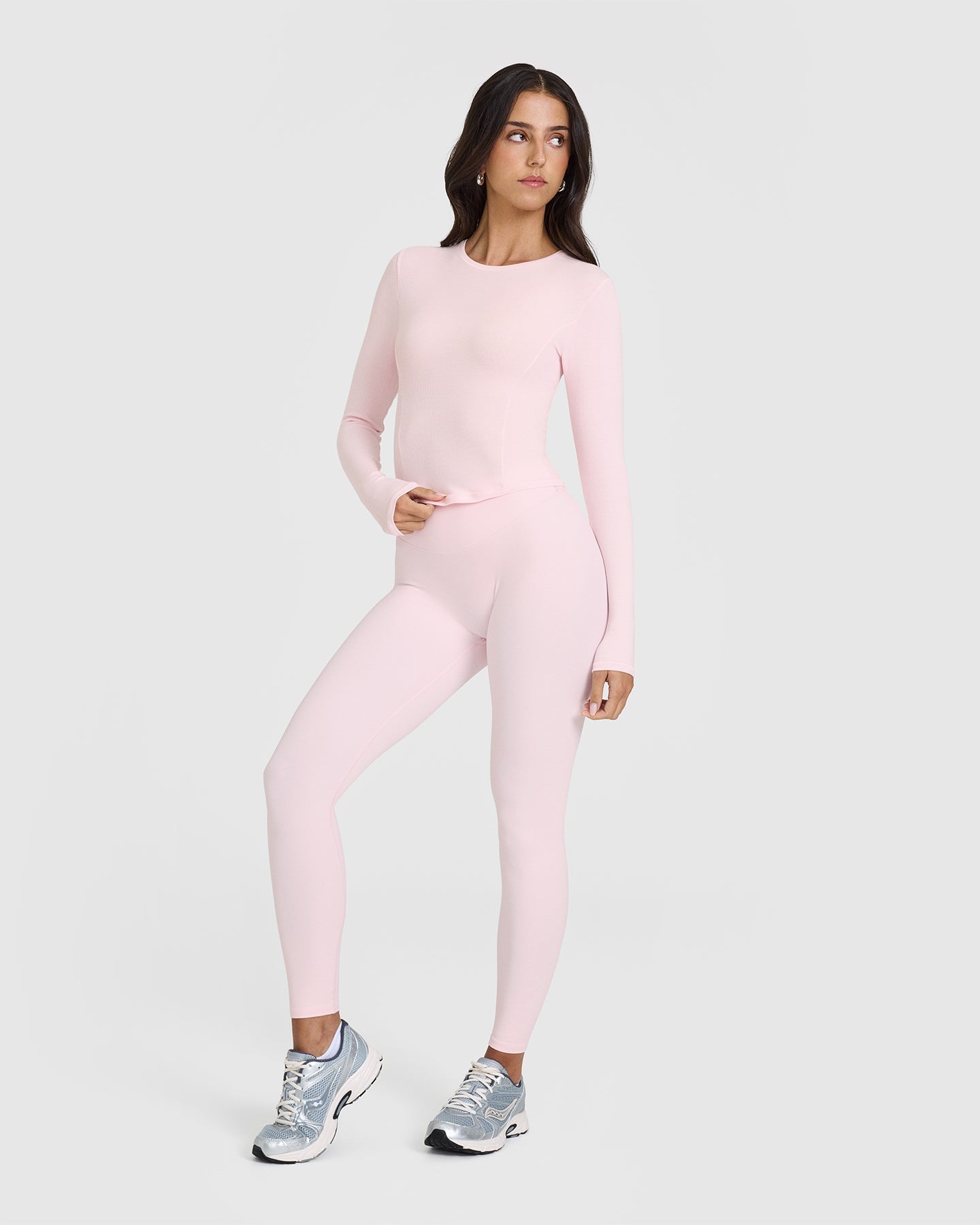Mellow Rib Mid Long Sleeve Top - Ballet Pink