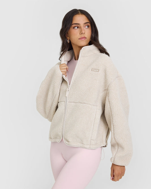Zip Through Fleece Jacket - Sand