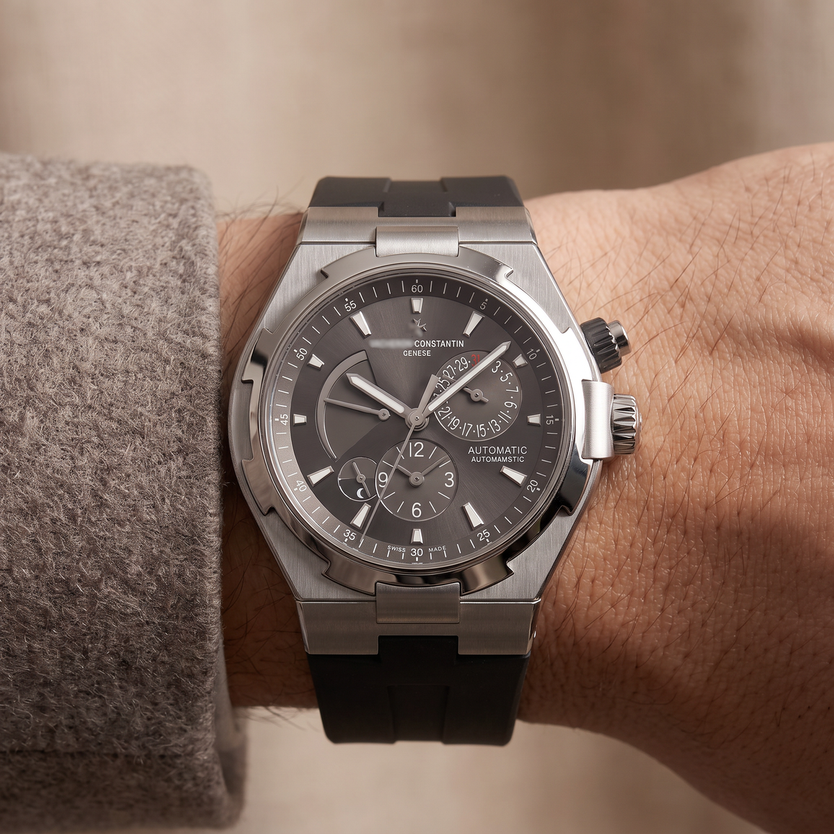 Constantin Overseas 47450 Dual Time Grey Dial Men's Watch