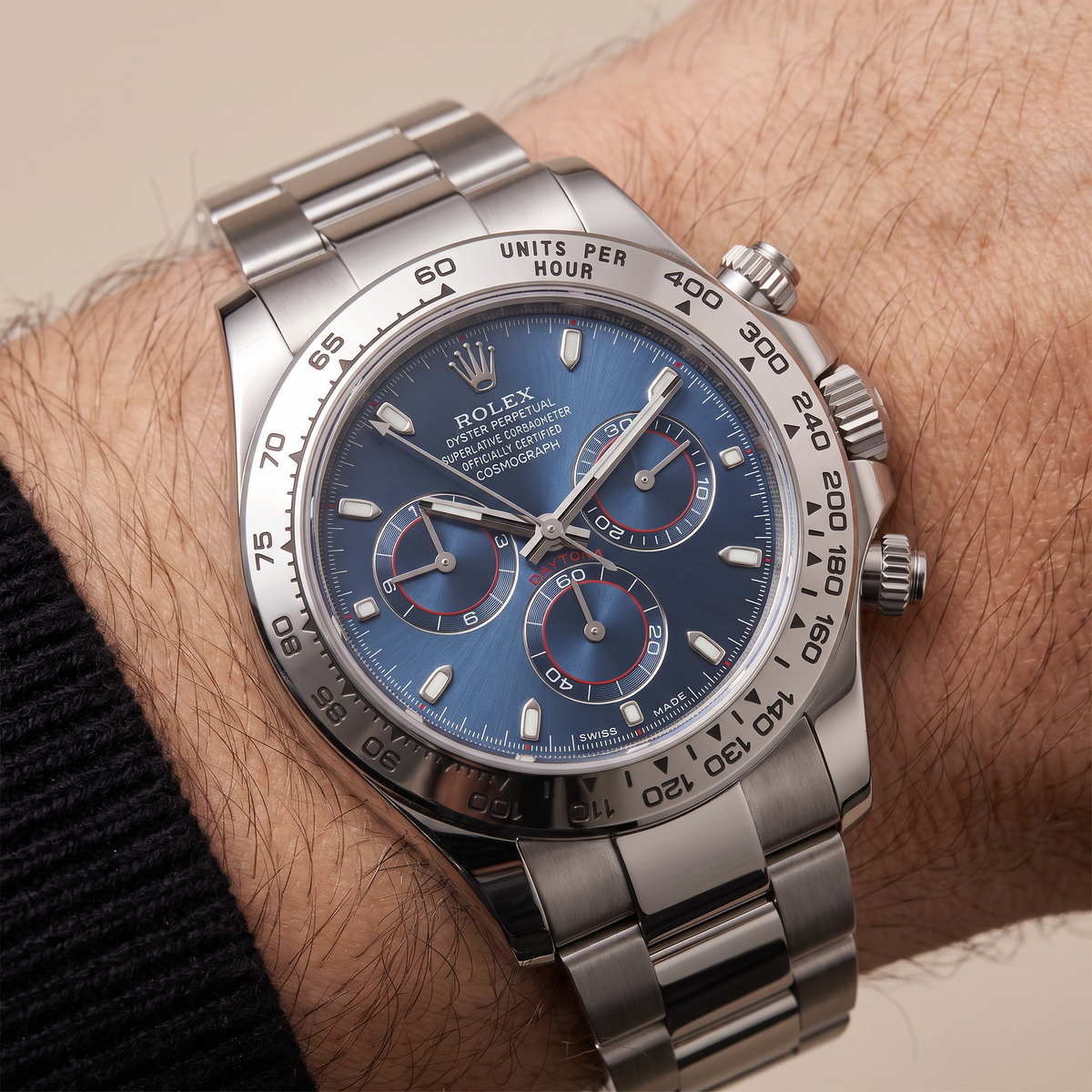 Cosmograph Daytona Blue Dial Oyster Men's Watch