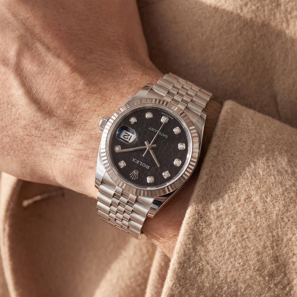 Datejust Black Computer Dial Stainless Steel Jubilee Automatic Watch