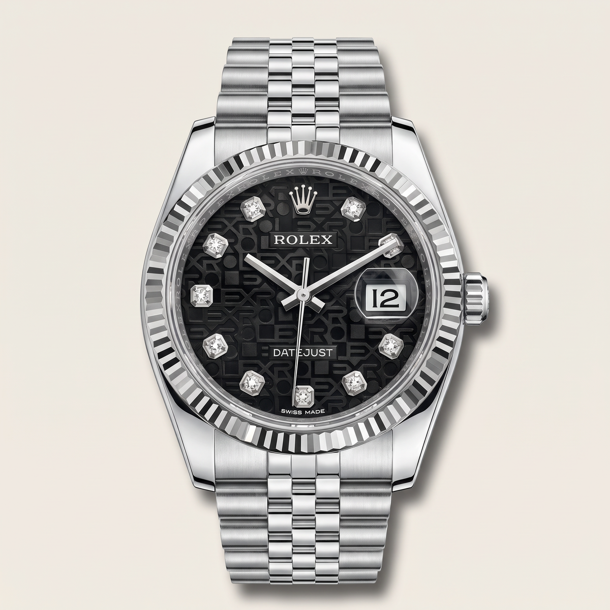 Datejust Black Computer Dial Stainless Steel Jubilee Automatic Watch
