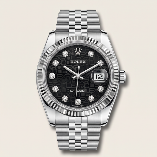 Datejust Black Computer Dial Stainless Steel Jubilee Automatic Watch