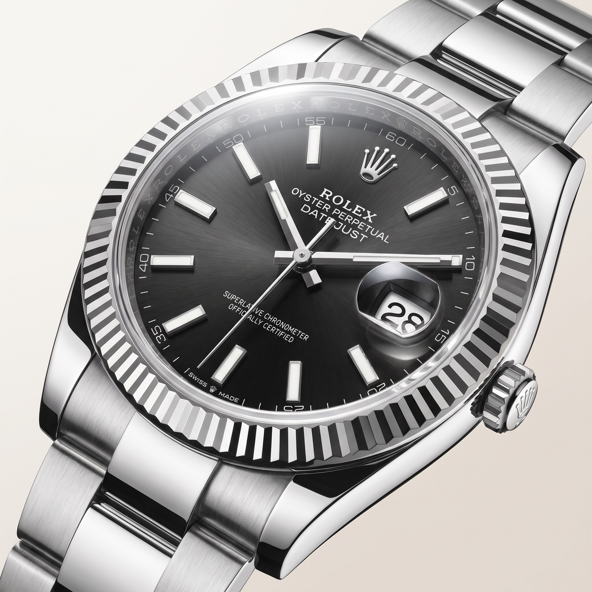 Datejust Bright Black Dial Oystersteel And White Gold Automatic Watch