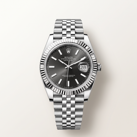 Datejust Bright Black Dial White Gold Jubilee Bracelet Automatic Watch