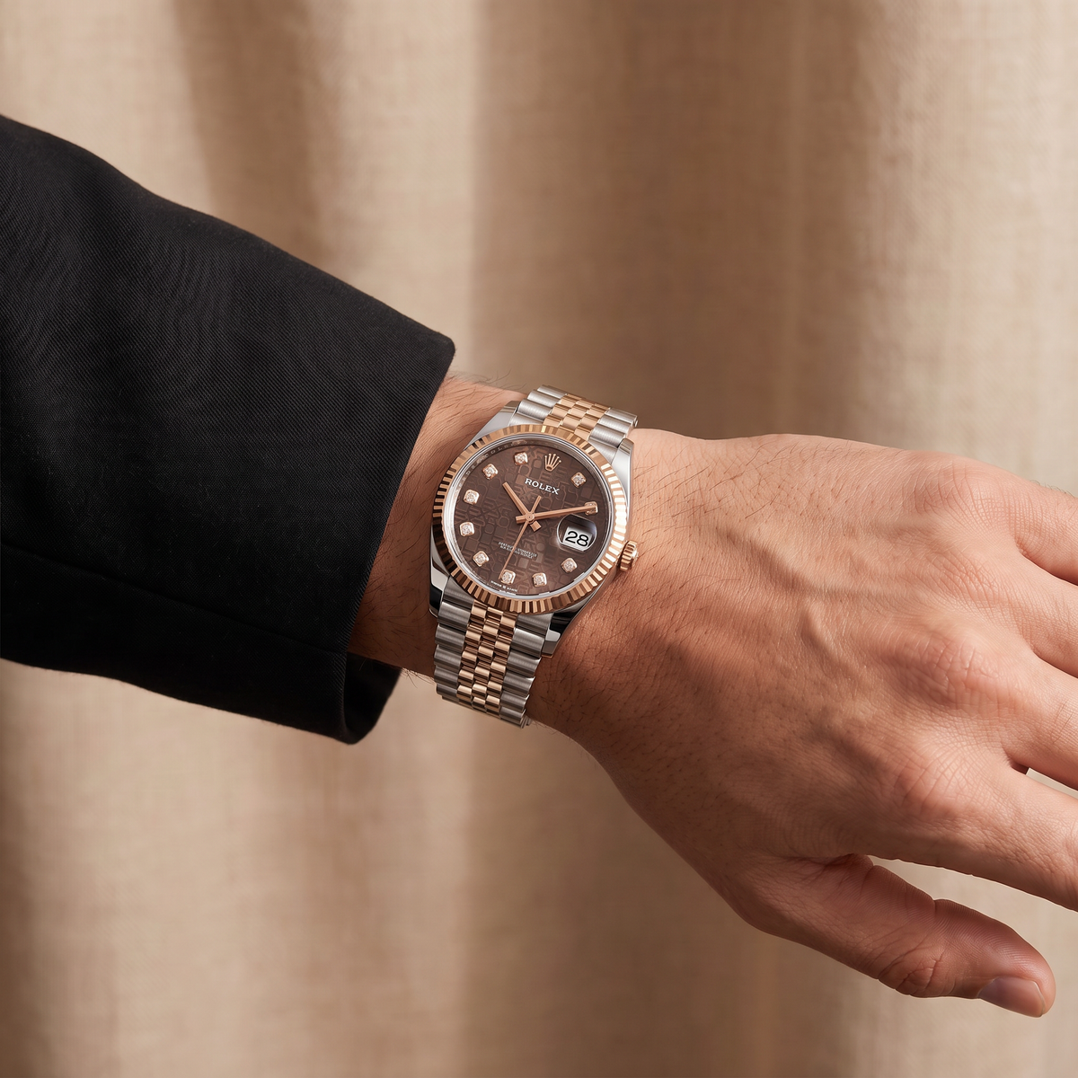Datejust Chocolate Computer Dial Stainless Steel Rose Tone Automatic Watch