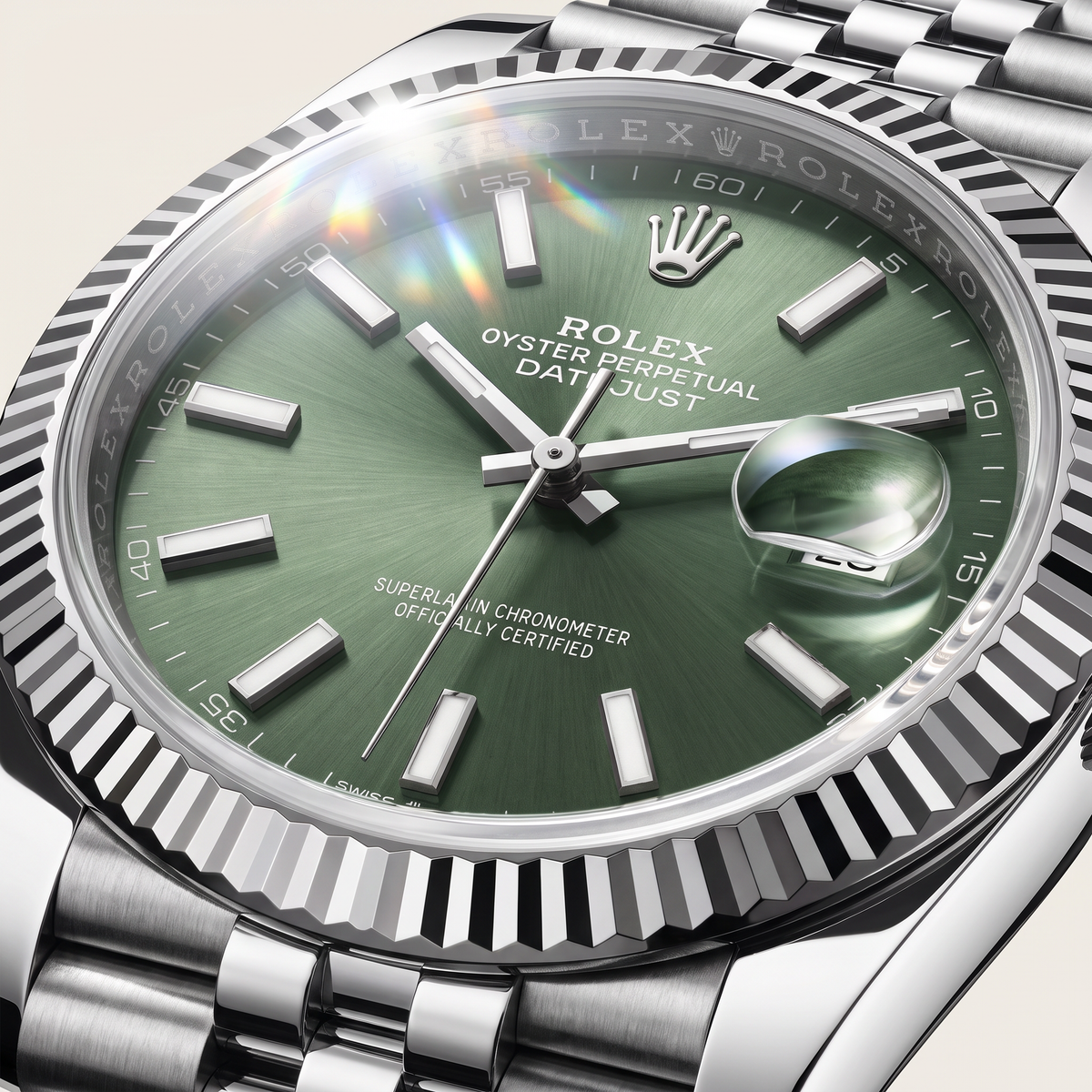 Datejust Classic Green Dial Oystersteel And White Gold Men's Watch