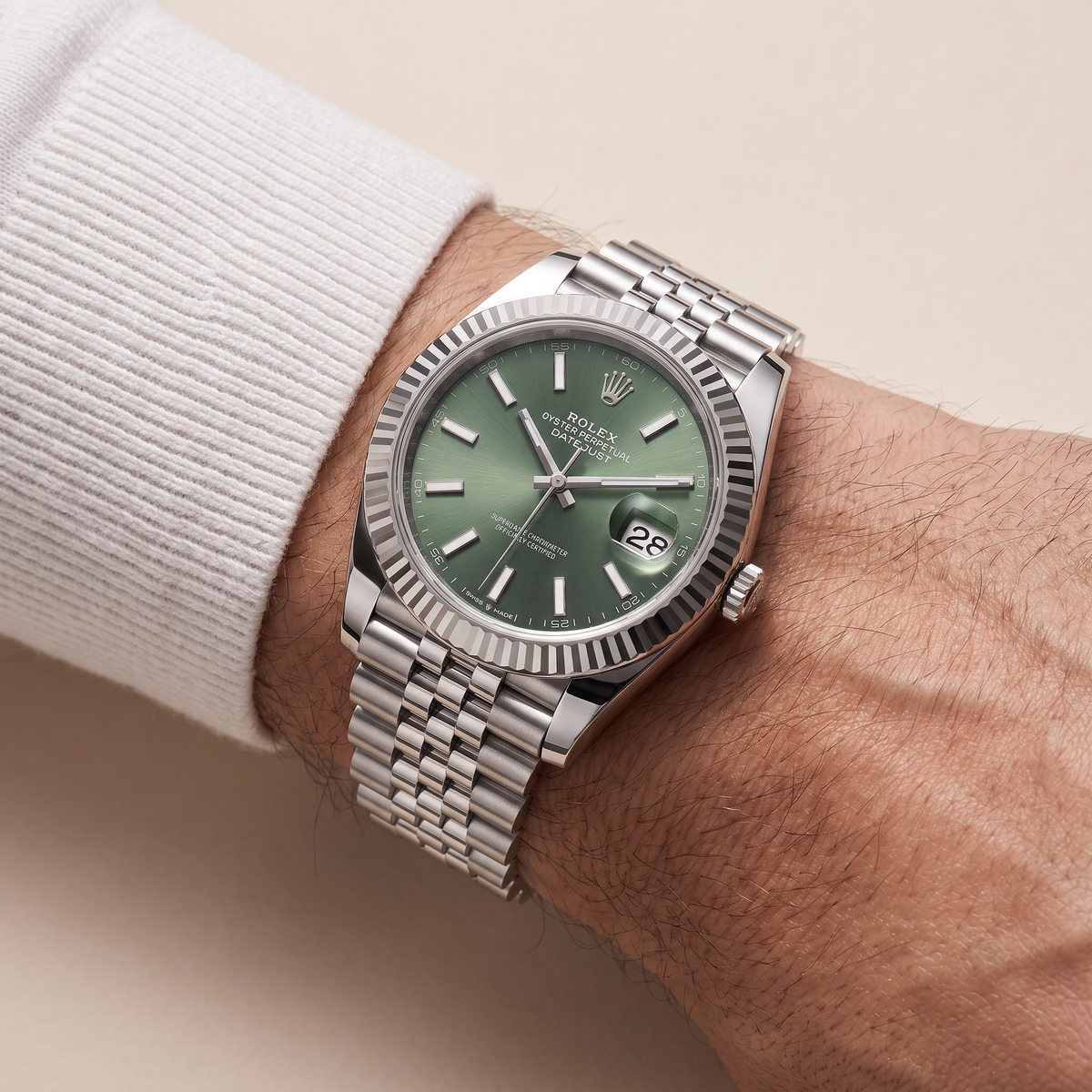 Datejust Classic Green Dial Oystersteel And White Gold Men's Watch