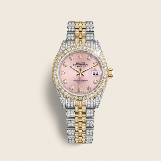 Datejust Custom Pink Dial Full-Pave Watch