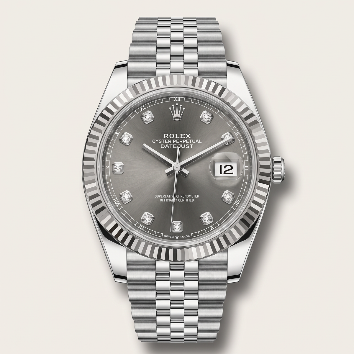 Datejust Dark Grey And Diamonds Dial Stainless Steel Automatic Men's Watch