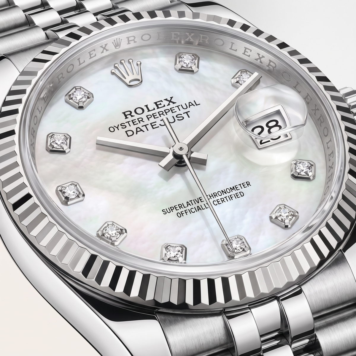 Datejust Mother of Pearl And Diamonds Dial, Stainless Steel Automatic Watch