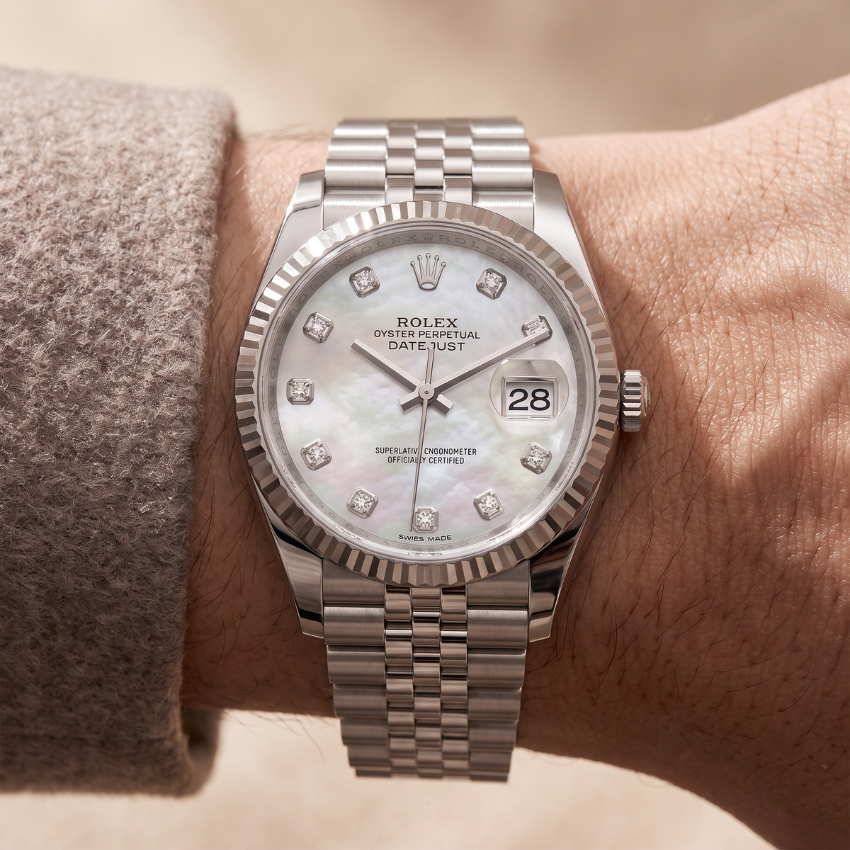 Datejust Mother of Pearl And Diamonds Dial, Stainless Steel Automatic Watch