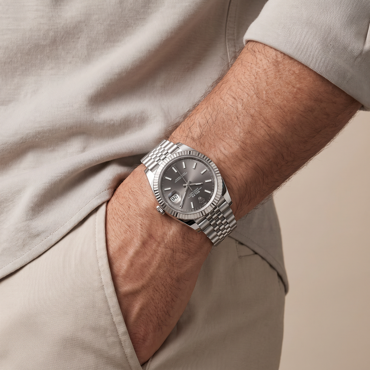 Datejust Oyster Perpetual Oystersteel Grey Dial Men's Watch