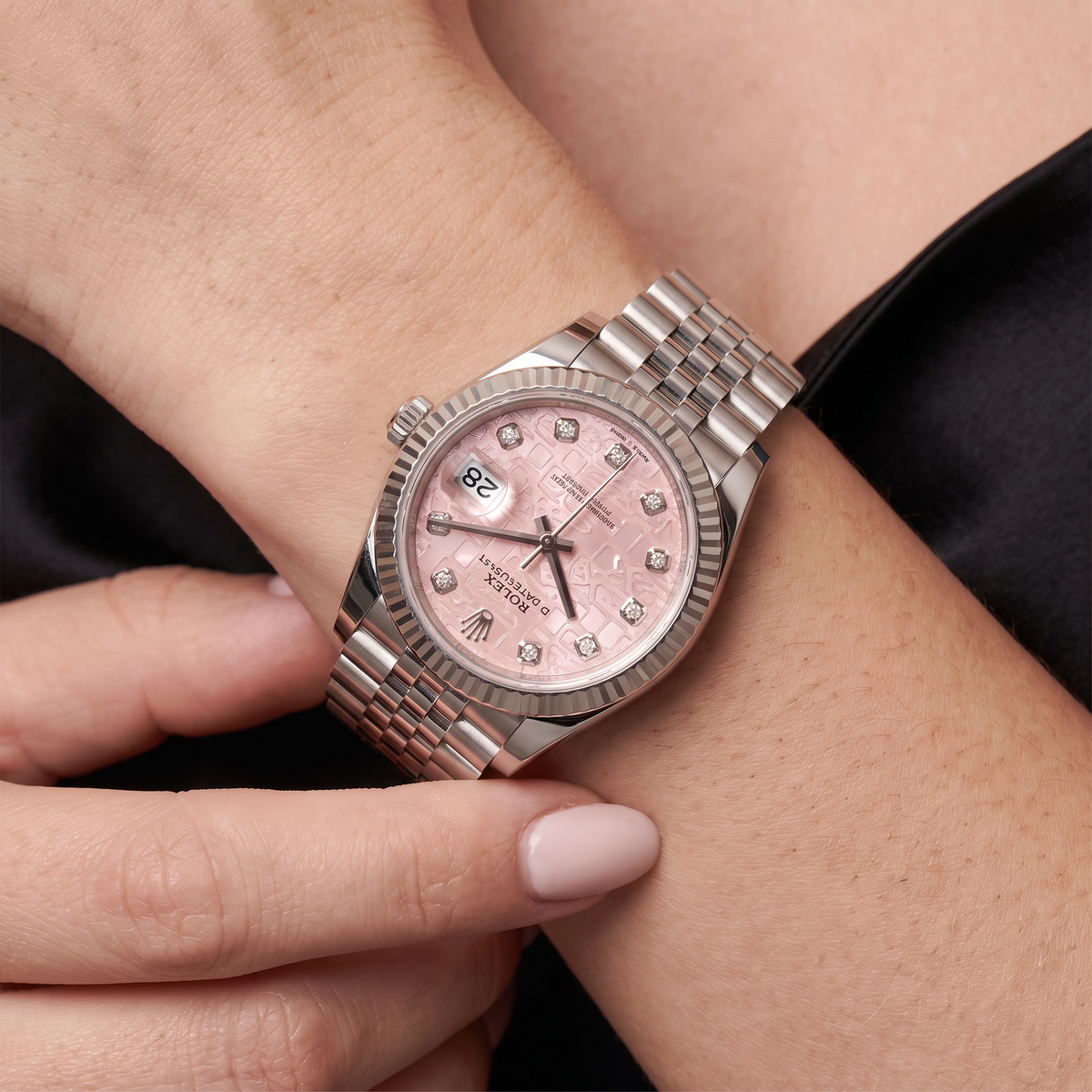 Datejust Pink Computer Dial Stainless Steel Jubilee Automatic Watch