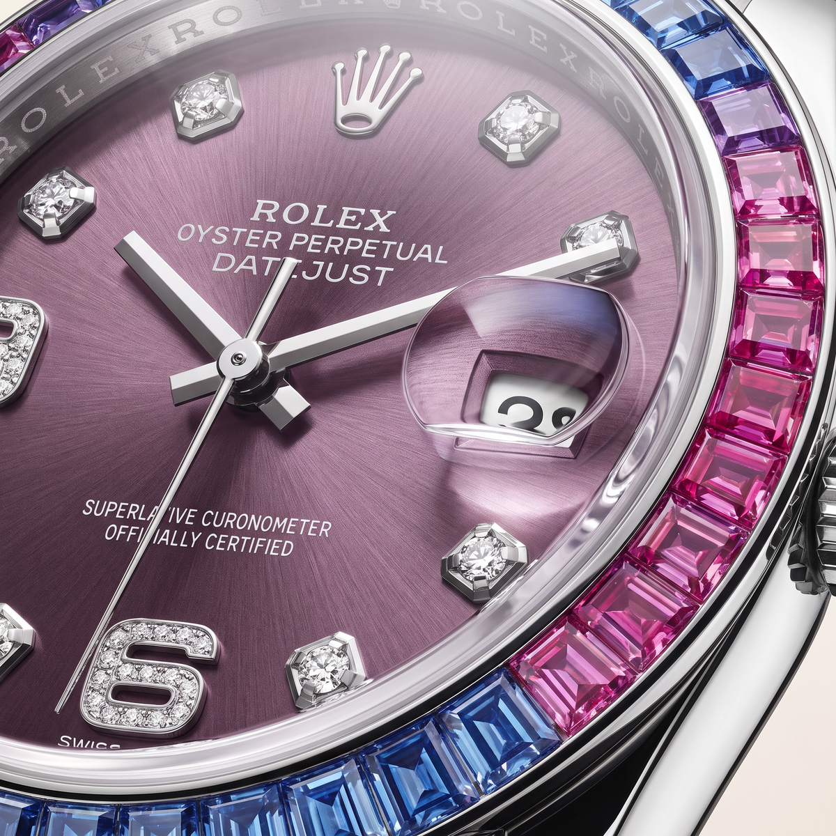Datejust Red Grape Dial Gemstone Bezel Automatic Men's Watch