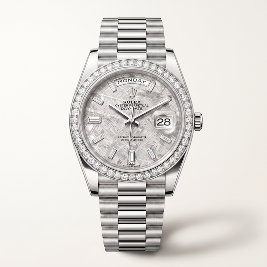 Day-Date White Gold Meteorite Diamond Dial Men's Watch