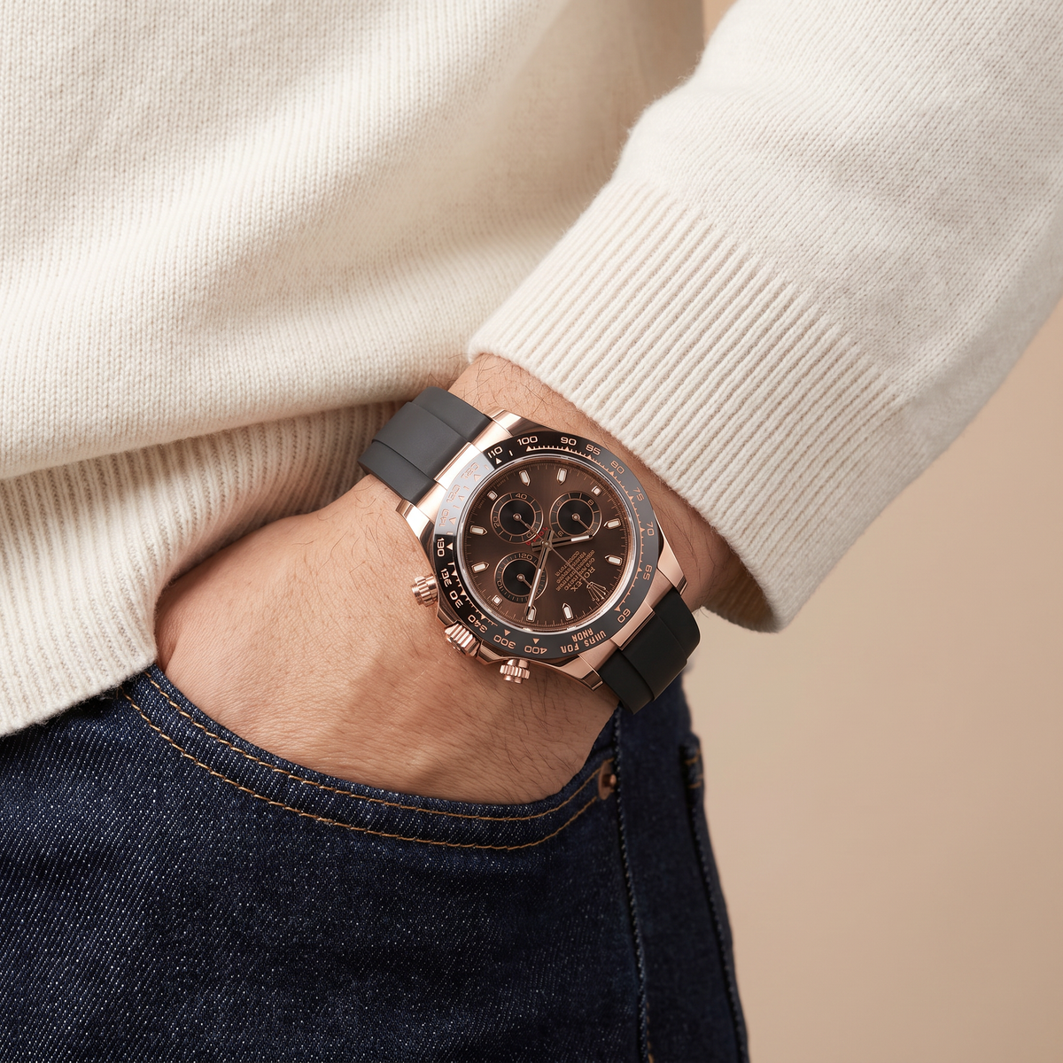 Daytona Rose Gold Oysterflex Chocolate Dial Men's Watch