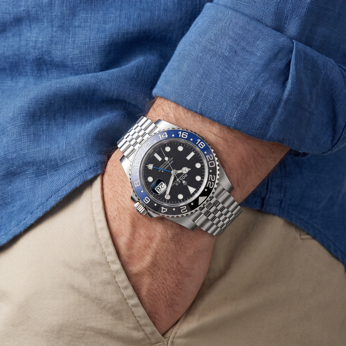 GMT-Master II  Steel Black Blue Batman Bezel Men's Watch