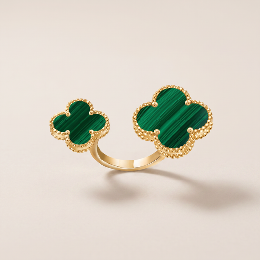 Green Clover Between The Finger Ring