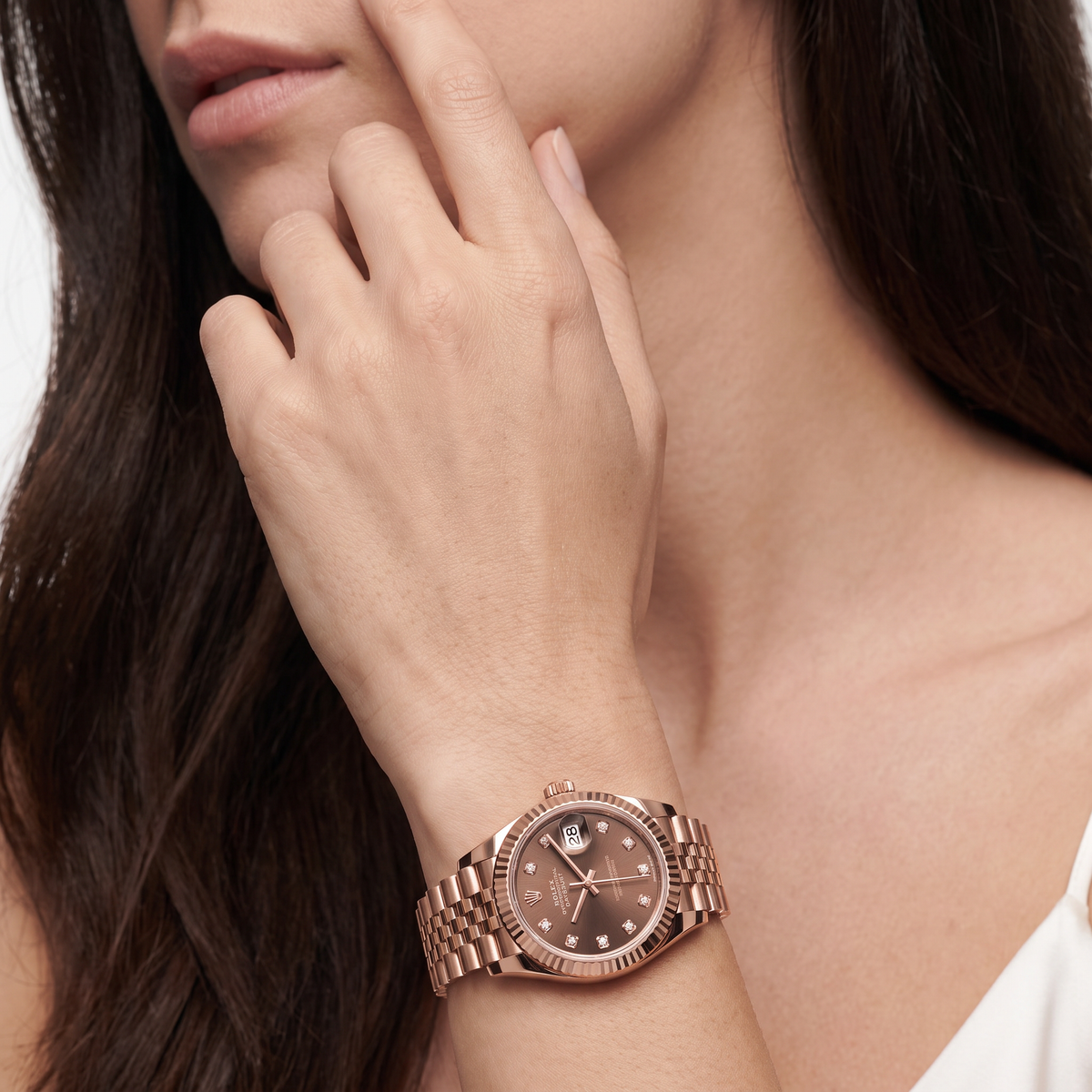 Lady-Datejust Chocolate Diamond Dial Full Everose Watch