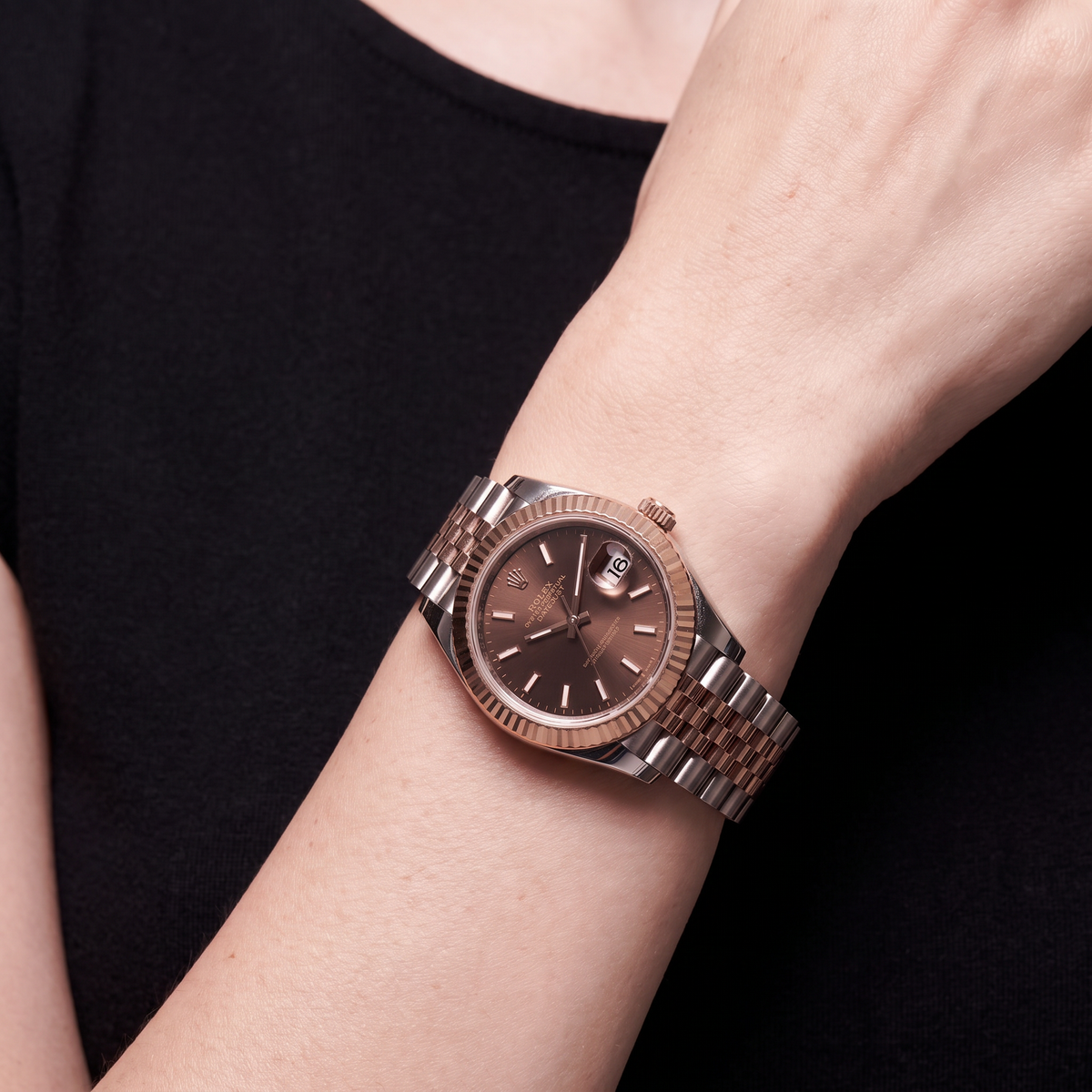 Lady-Datejust Chocolate Index Dial Everose Watch