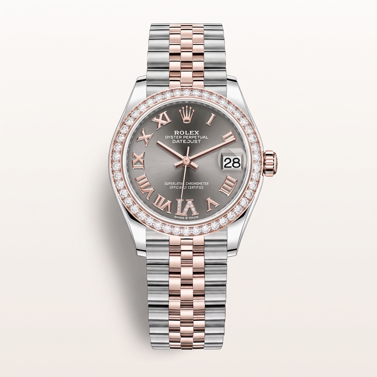 Lady-datejust Dark Rhodium Roman Number Dial Everose Gold Automatic Watch