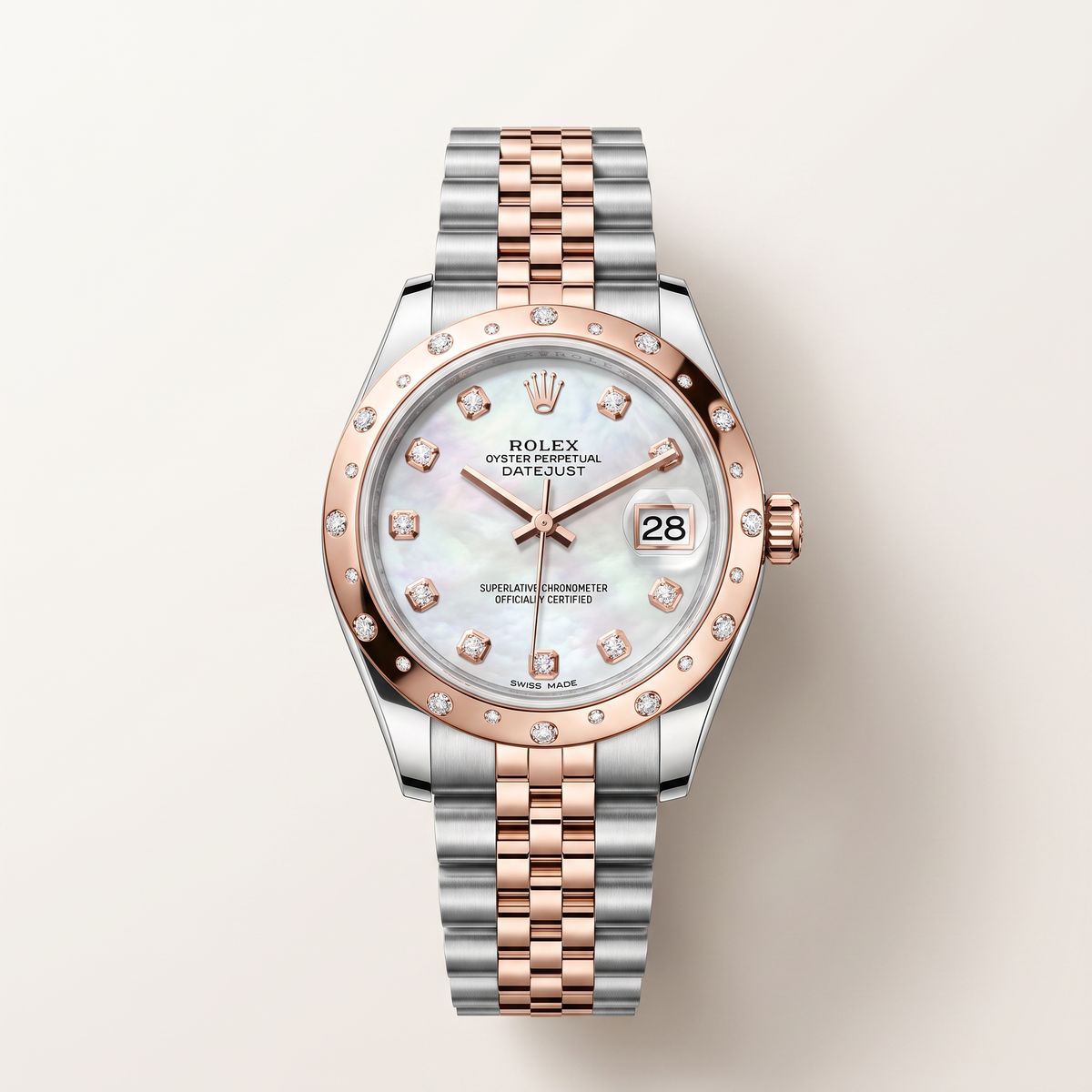 Lady-datejust Mother of Pearl Dial Star Bezel Rose Gold Watch