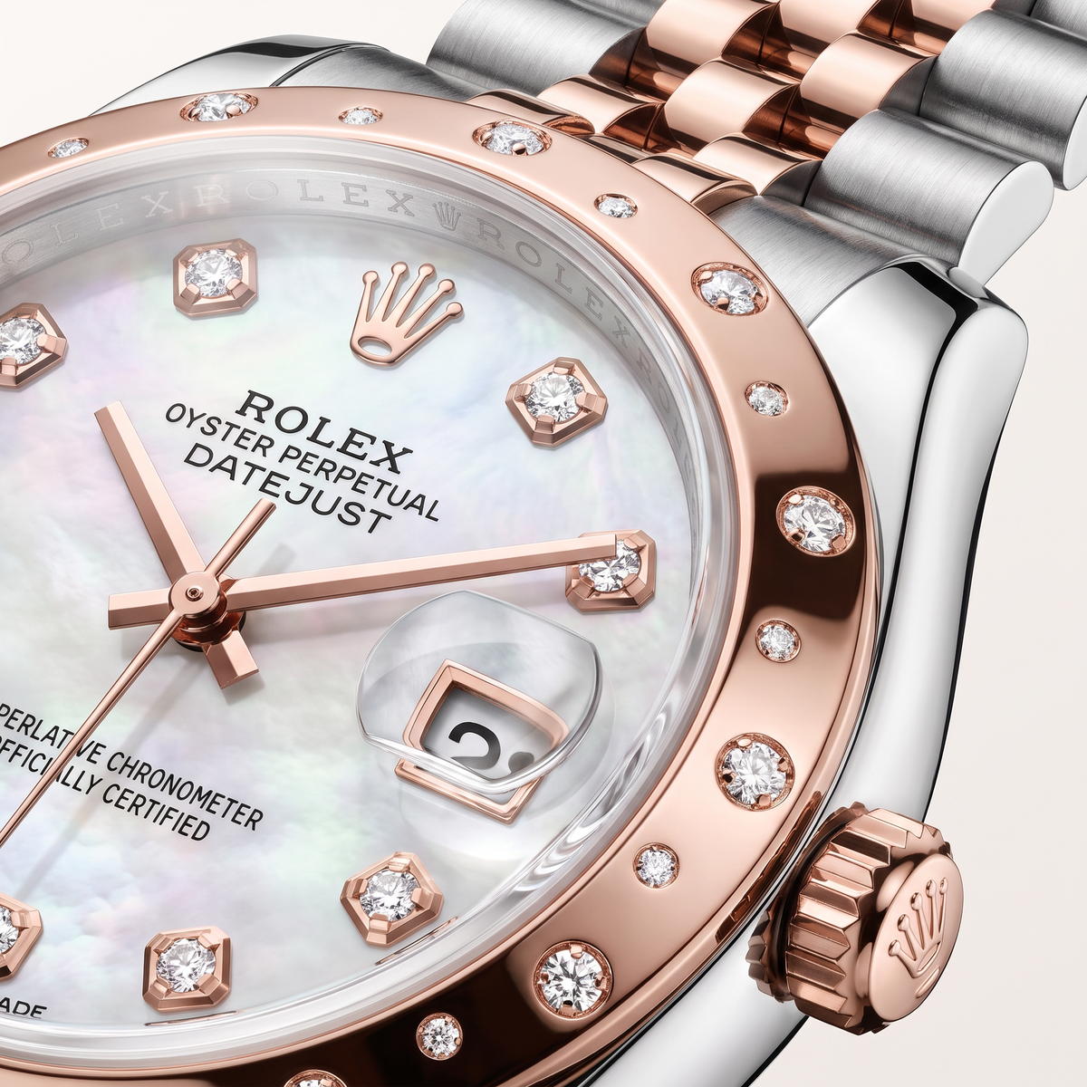 Lady-datejust Mother of Pearl Dial Star Bezel Rose Gold Watch