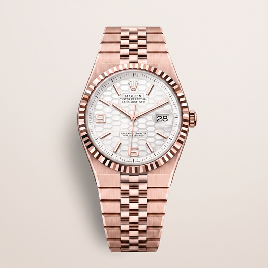 Land-Dweller Oyster Everose gold White Dial Automatic Watch