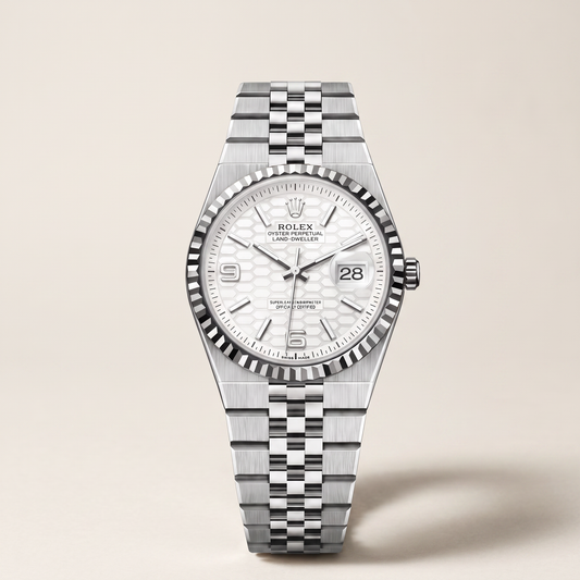 Land-Dweller Oystersteel White Gold Dial Automatic Watch