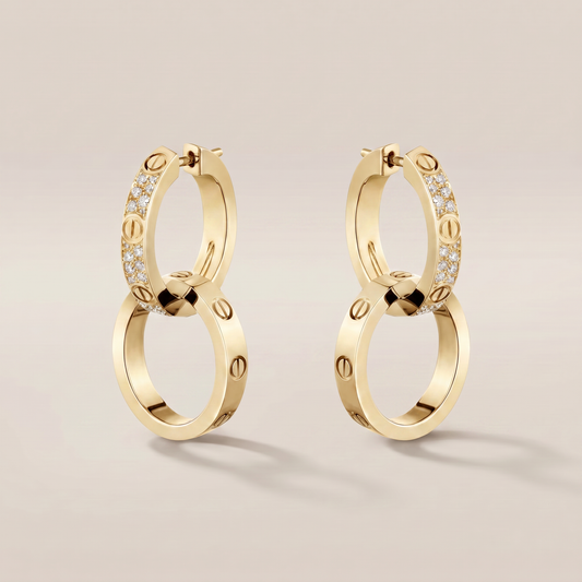 Love Double Pavé Diamonds Hoop Earrings