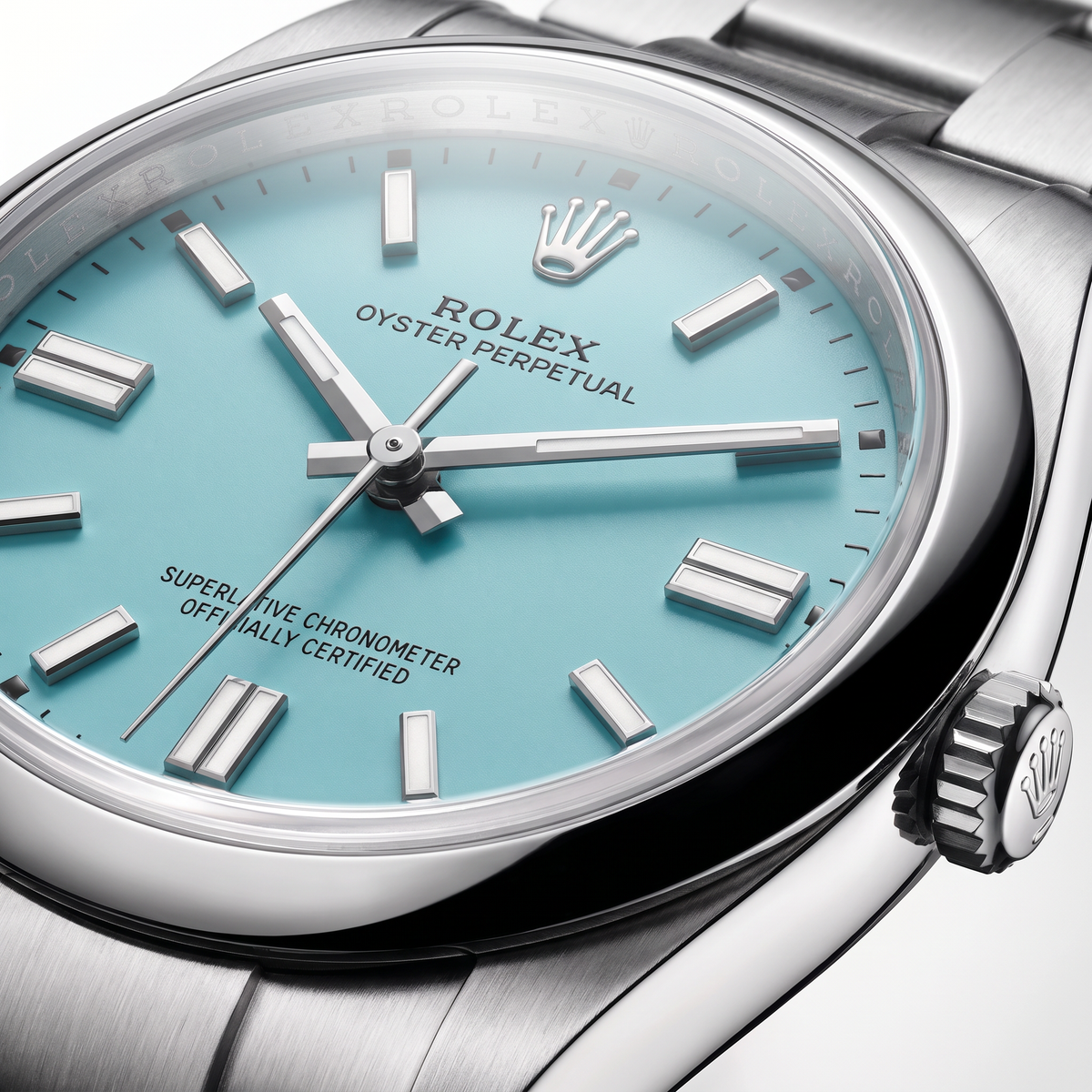 Oyster Perpetual Clean Mint Dial And Smooth Bezel Men’s Watch