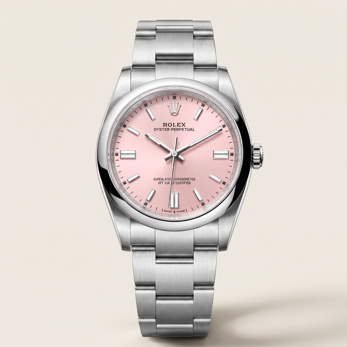 Oyster Perpetual Pink Dial And Smooth Bezel Women’s Watch