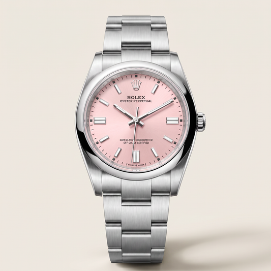 Oyster Perpetual Pink Dial And Smooth Bezel Women’s Watch