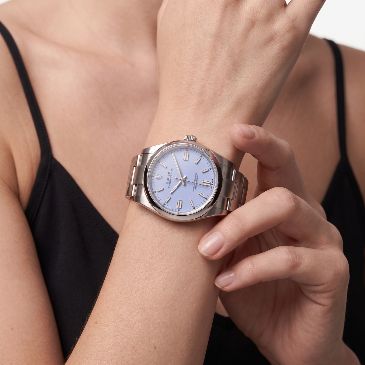 Oyster Perpetual Purple Dial And Smooth Bezel Watch