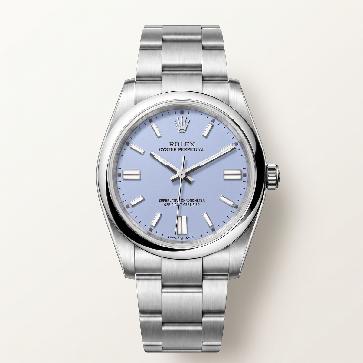 Oyster Perpetual Purple Dial And Smooth Bezel Watch