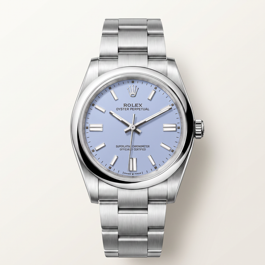 Oyster Perpetual Purple Dial And Smooth Bezel Watch