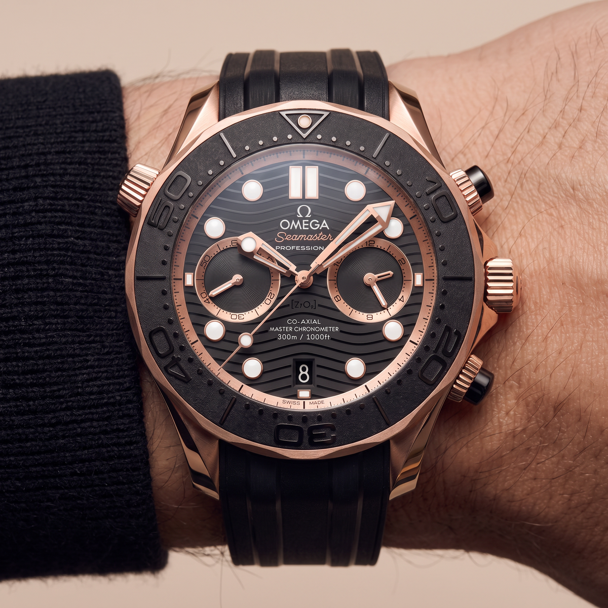 Seamaster Diver 300M Black Dial Rose Tone Bi-Color Automatic Watch 210.62.44.51.01.001