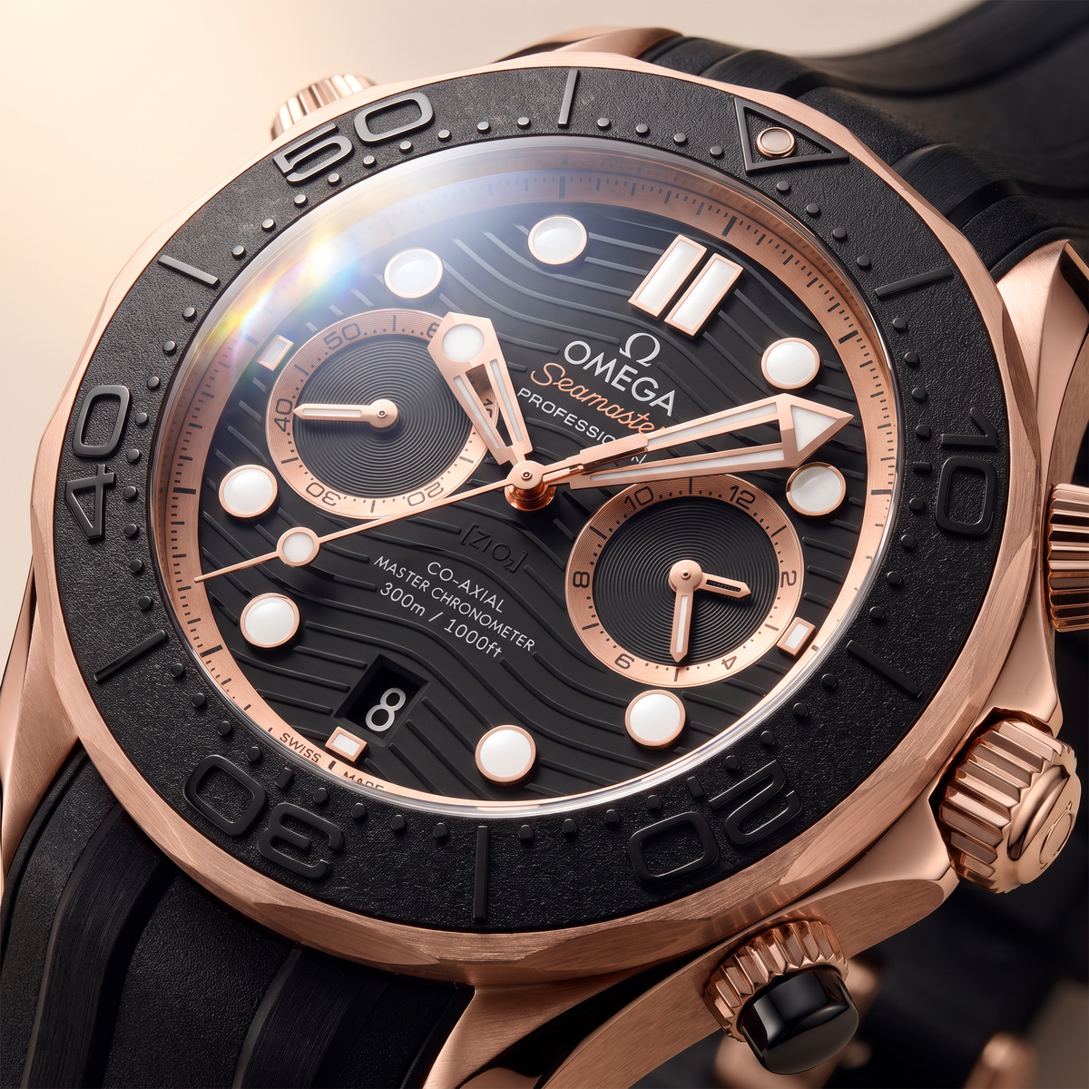 Seamaster Diver 300M Black Dial Rose Tone Bi-Color Automatic Watch 210.62.44.51.01.001