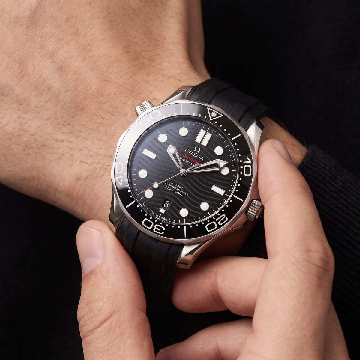 Seamaster Diver 300M Black Dial Rubber Strap Men's Watch